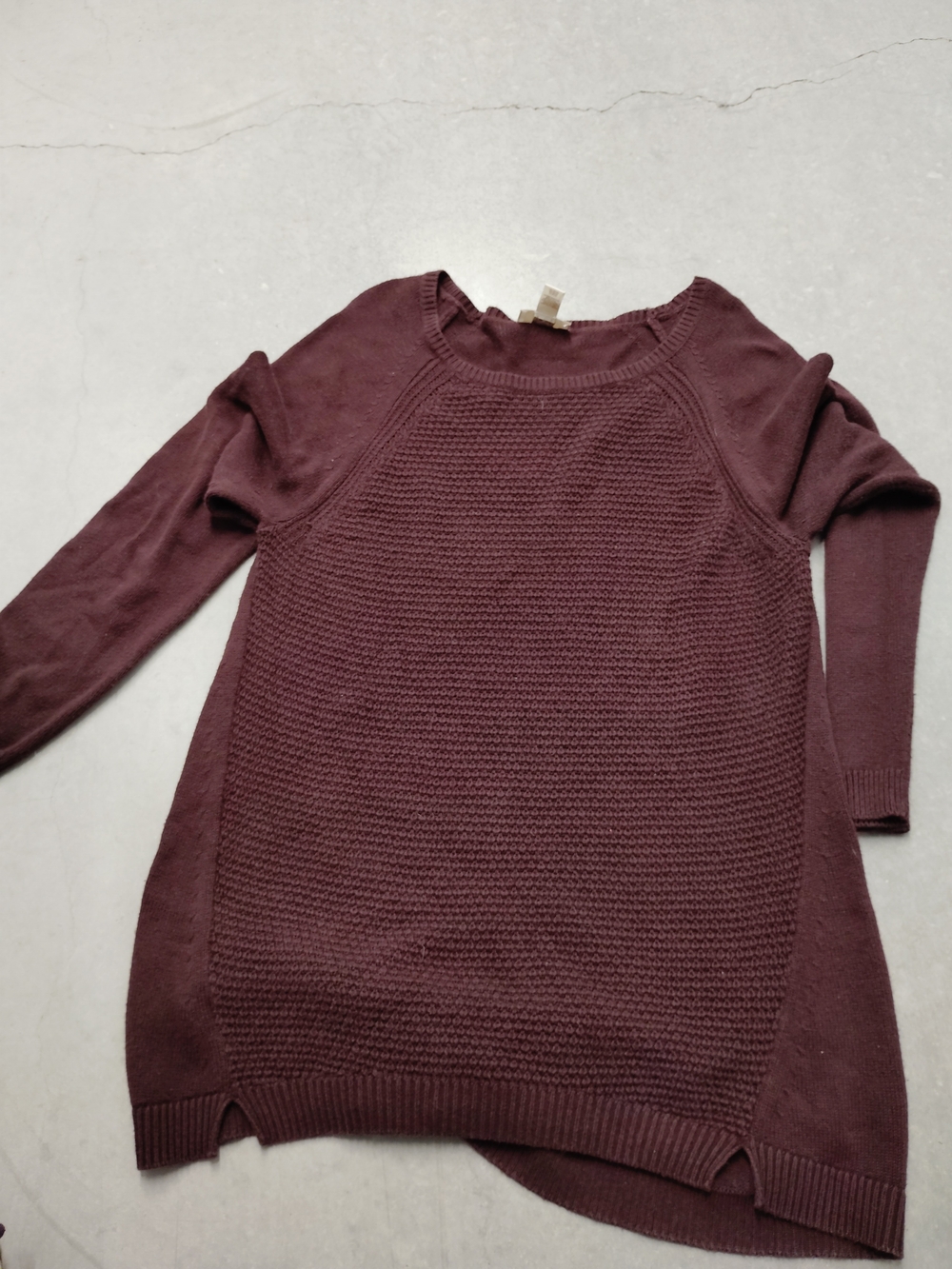 LOFT Womens Scoop Neck Textured Sweater Tunic - Burgundy